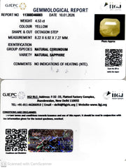 4.53/CT Natural Yellow Sapphire With Govt Lab Certificate-11388D46083